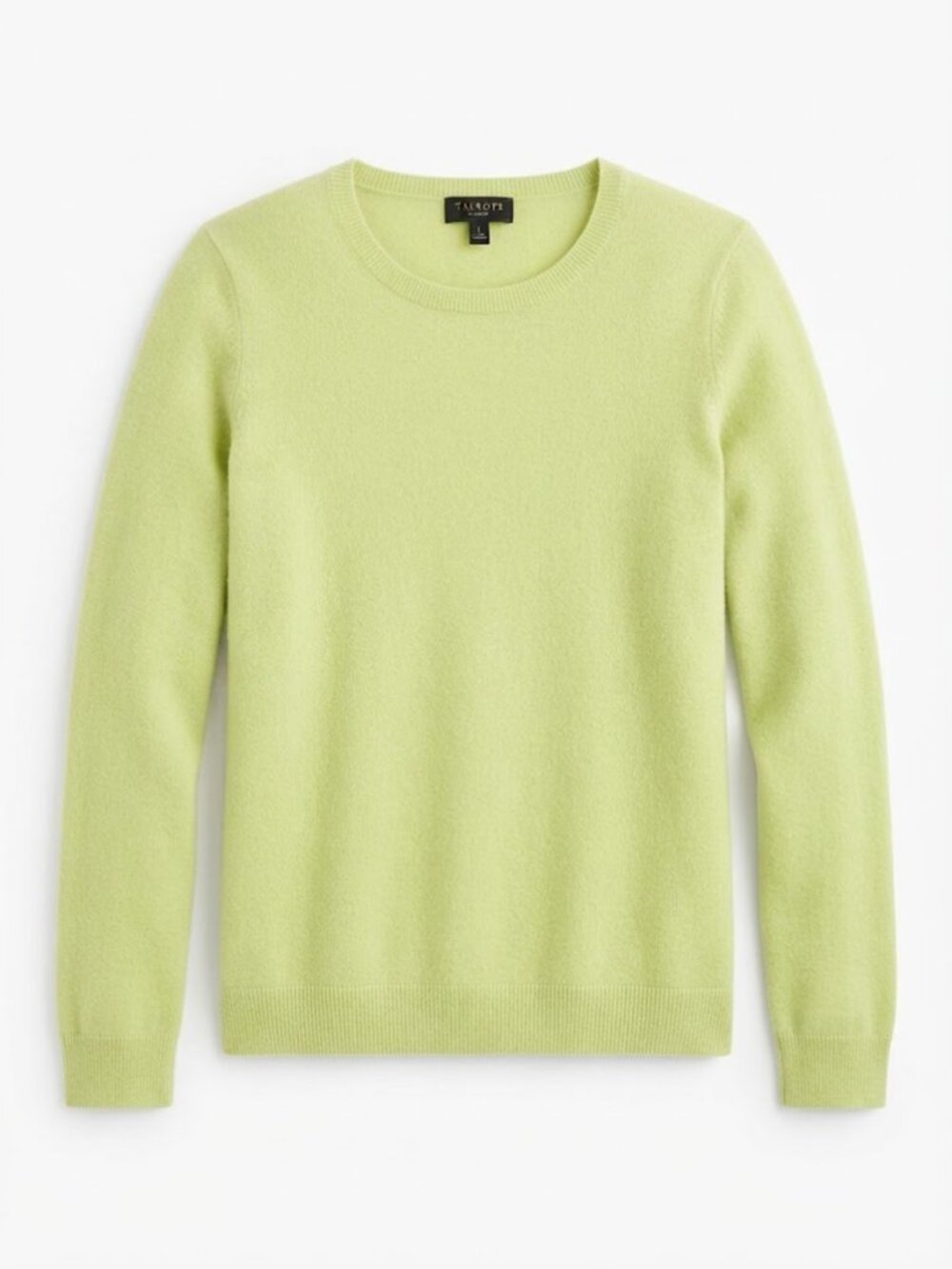 Talbots Pure Cashmere Sweater Bright Yellow Green Crewneck Luxury Knit Medium
